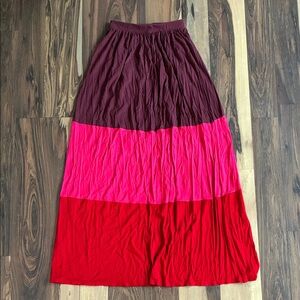 ASOS Colorblock Maxi Skirt - Burgundy, Pink, Red